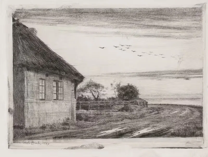 Aftenlandskab fra Hellebæk — Carl Bloch