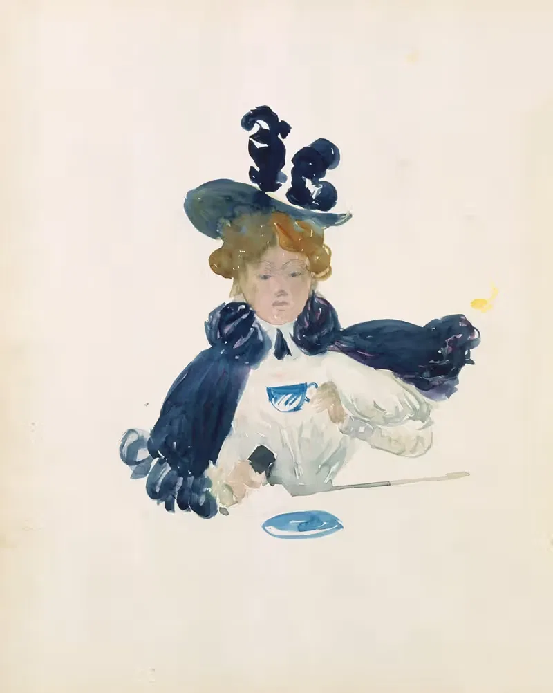 Женщина, пьющая из чашки. by Морис Прендергаст, 1895–1897 — digital art print download
