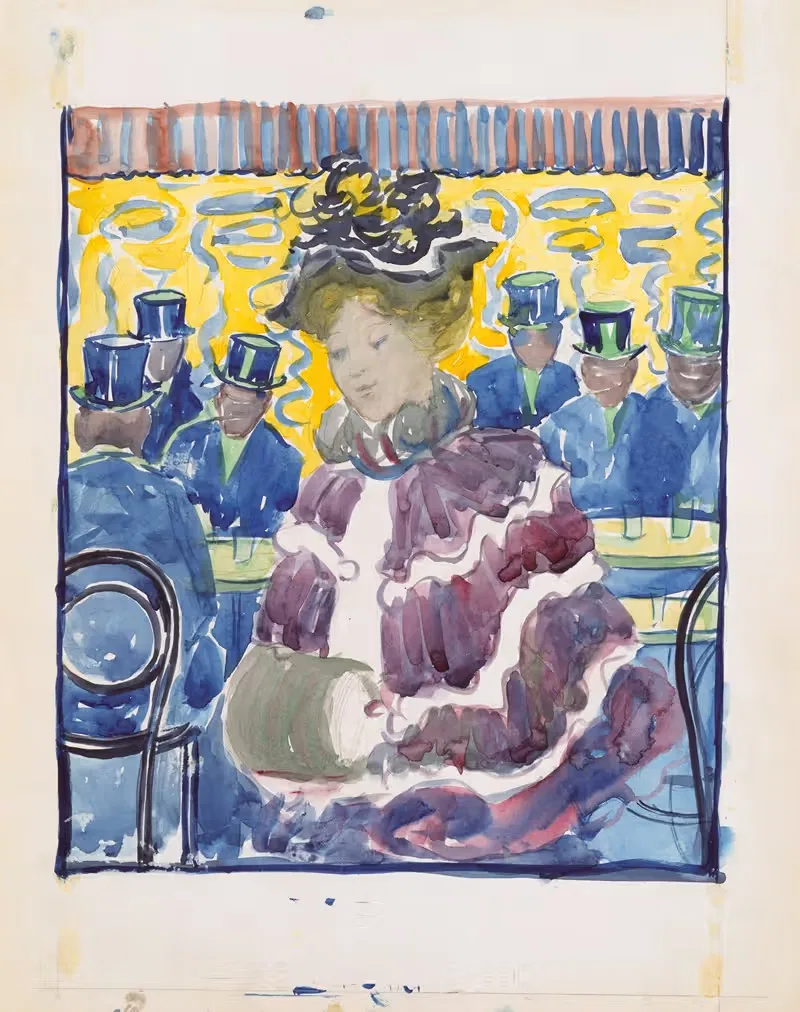 Женщина, проходящая мимо кафе by Морис Прендергаст, 1895–1897 — digital art print download