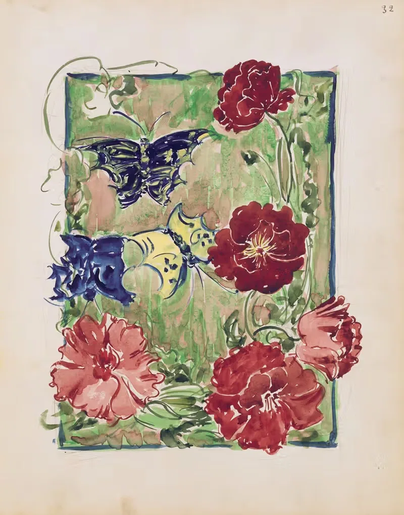 Цветы и бабочки by Морис Прендергаст, 1895–1897 — digital art print download