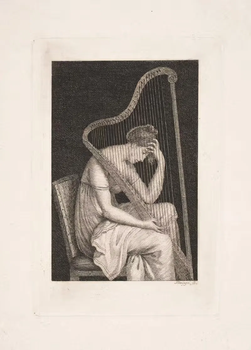 En Kvinde med Harpe by Oluf Olufsen Bagge — digital art print download