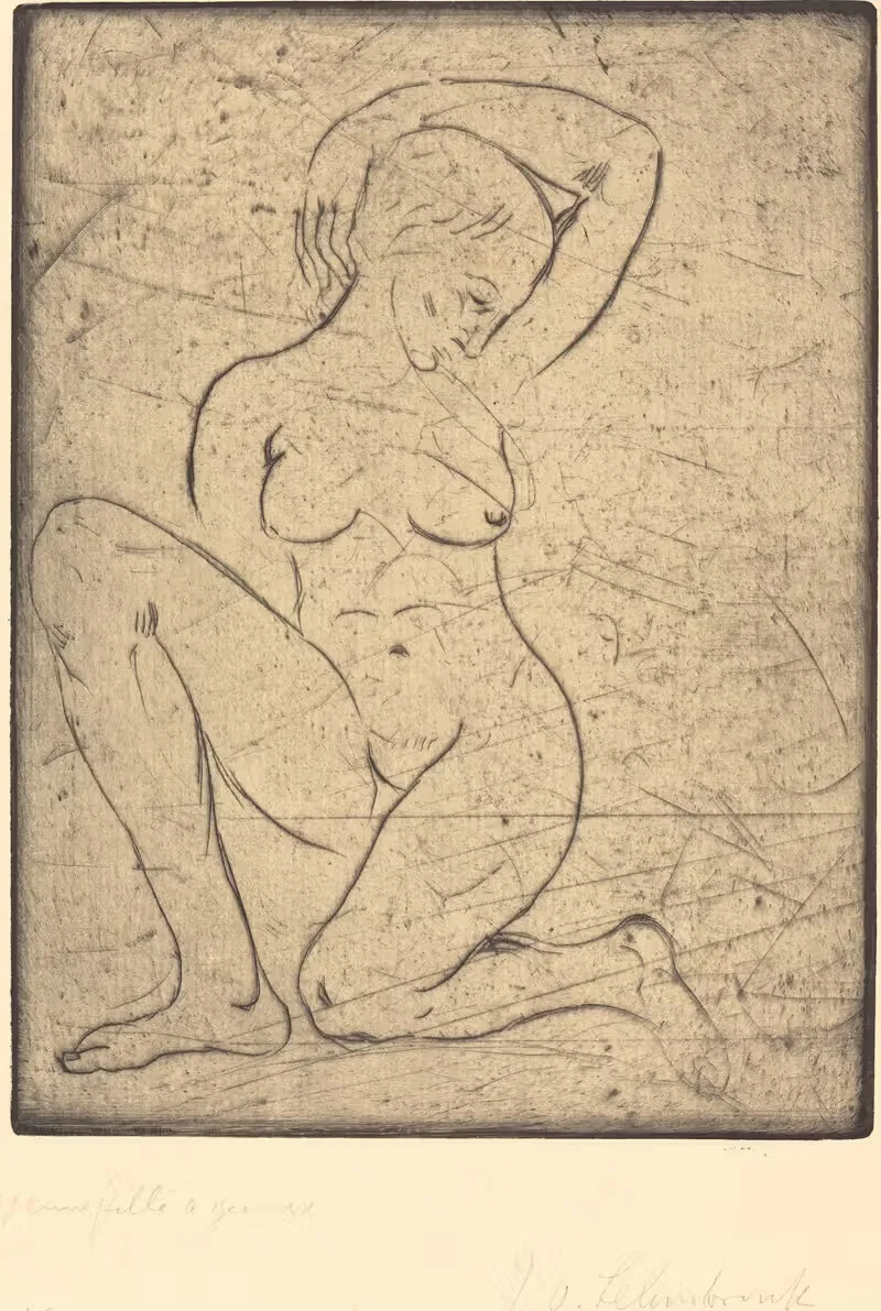 На коленях, маленький (Книдене, кляйн) by Вильгельм Лембрук, 1910 — digital art print download