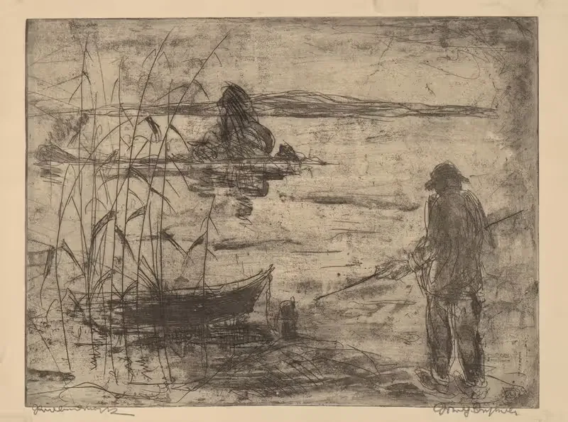 Fishing on the Havel River — Wilhelm Oesterle