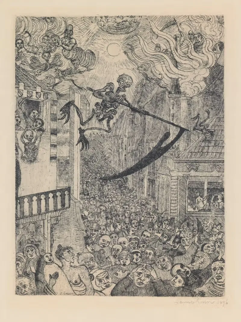 Смерть преследует человеческое стадо by Джеймс Энсор, 1896 — digital art print download