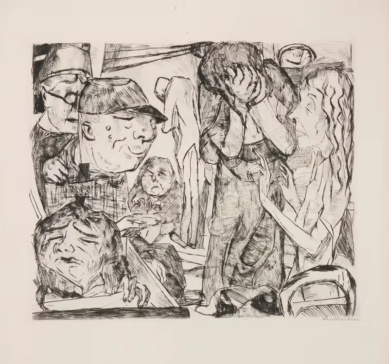 Madhouse, plate 3 from the portfolio 'Faces' — Max Beckmann