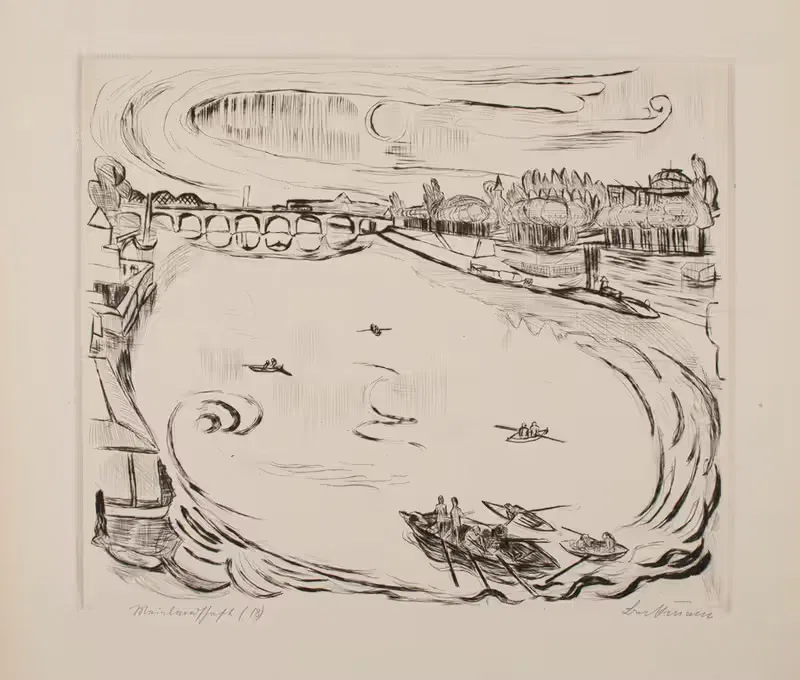 Main River Landscape, plate 6 from the portfolio 'Faces' — Max Beckmann