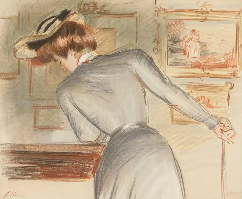 A l'exposition des Watteau by Paul César Helleu, 1895 — digital art print download