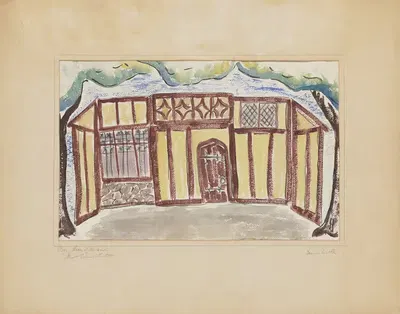 The Merry Wives of Windsor: Exterior Set by James Doll, 1934-1943 — digital art print download
