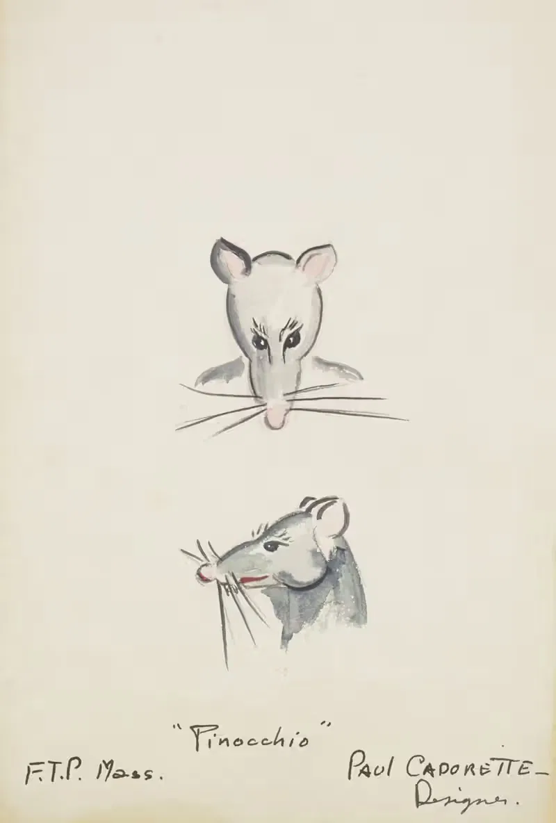 Pinocchio: Mouse Head. Grey mouse head by Paul Cadorette, 1934-1943 — digital art print download
