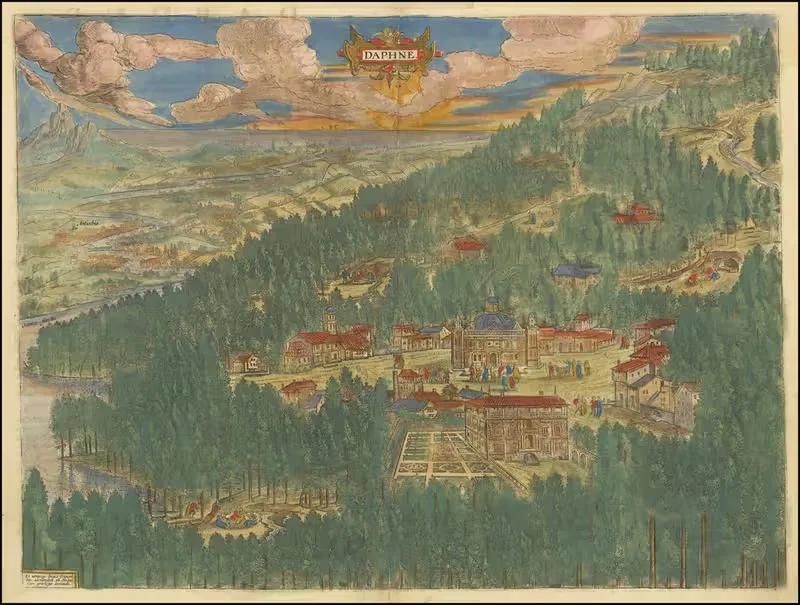 Imaginary view of Daphne in Antioch — Abraham Ortelius