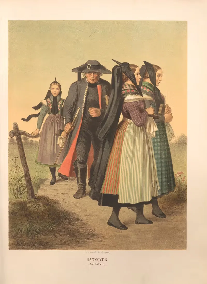 Немецкие народные костюмы Pl.07 by Альберт Кретшмер, 1870 — digital art print download