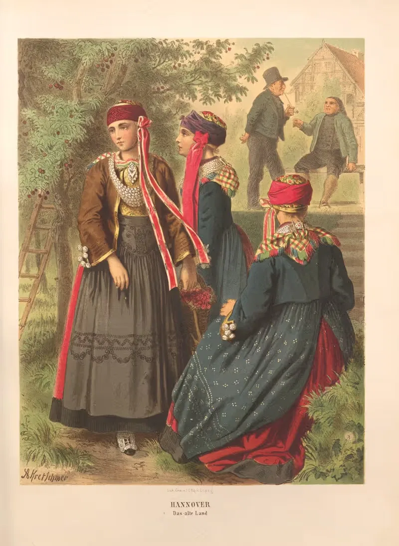 Немецкие народные костюмы Pl.08 by Альберт Кретшмер, 1870 — digital art print download