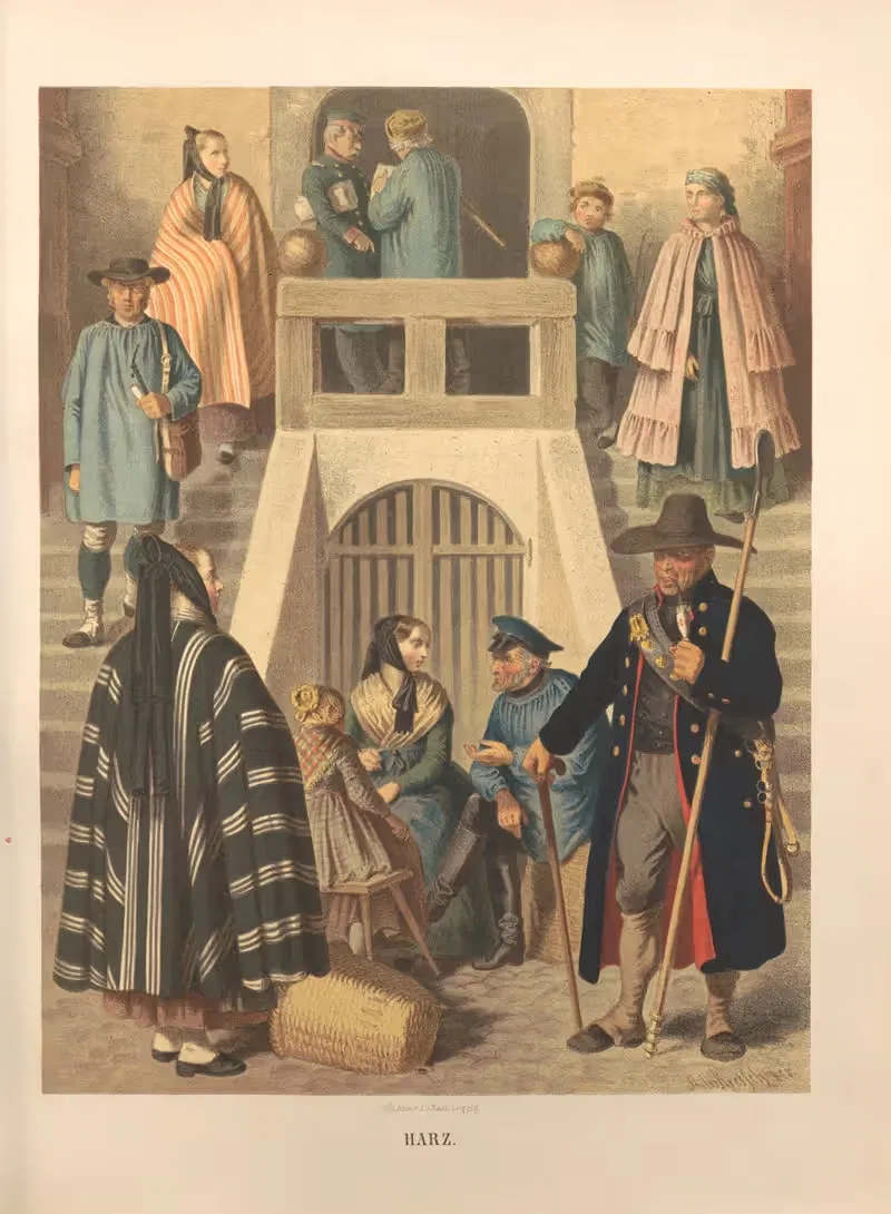Немецкие народные костюмы Пл.10 by Альберт Кретшмер, 1870 — digital art print download