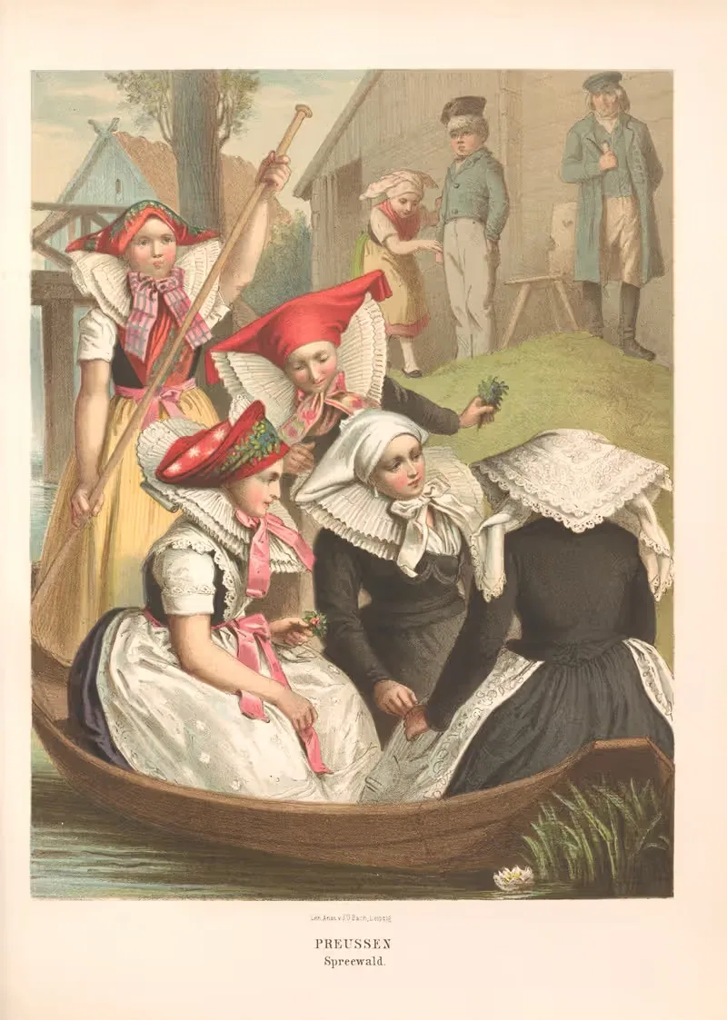 Немецкие народные костюмы Пл.12 by Альберт Кретшмер, 1870 — digital art print download