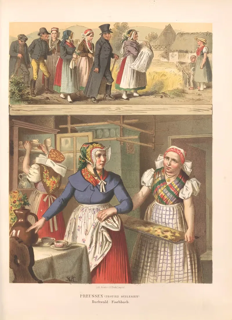 Немецкие народные костюмы Pl.14 by Альберт Кретшмер, 1870 — digital art print download