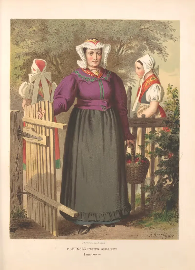 Немецкие народные костюмы Пл.15 by Альберт Кретшмер, 1870 — digital art print download