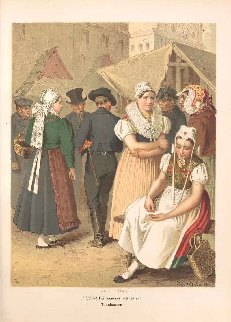 Немецкие народные костюмы Пл.16 by Альберт Кретшмер, 1870 — digital art print download