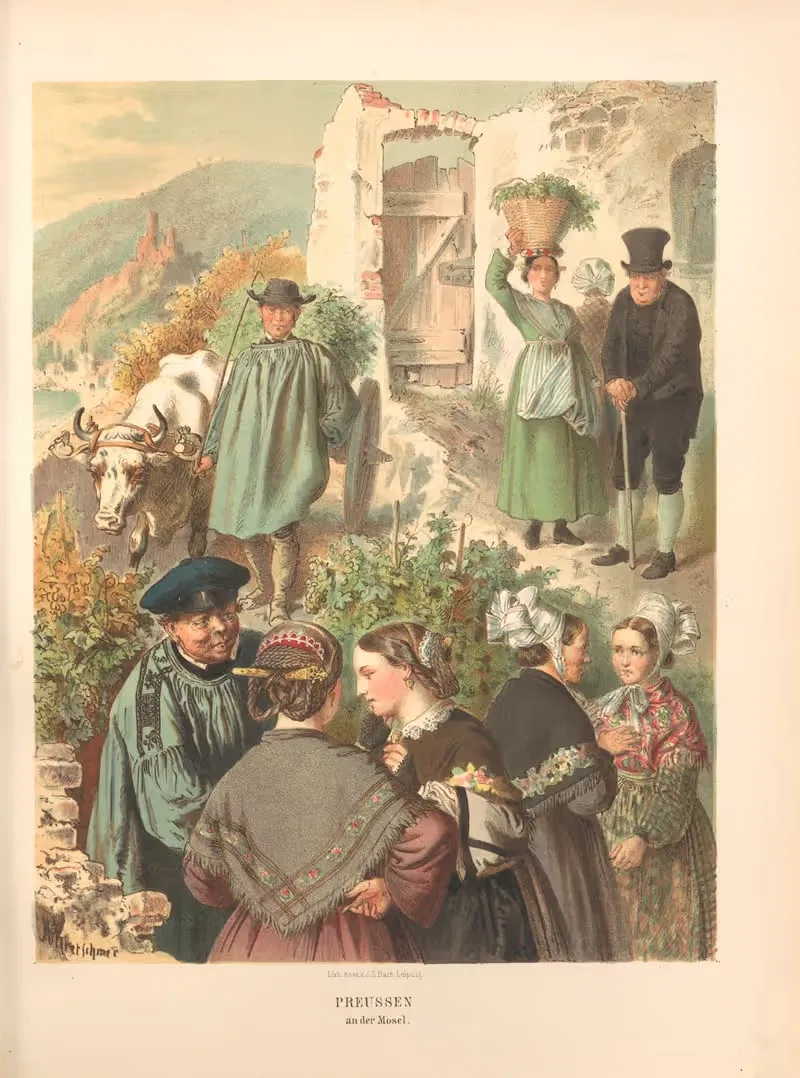 Немецкие народные костюмы Пл.18 by Альберт Кретшмер, 1870 — digital art print download