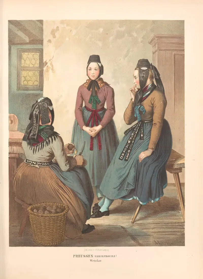 Немецкие народные костюмы Пл.19 by Альберт Кретшмер, 1870 — digital art print download
