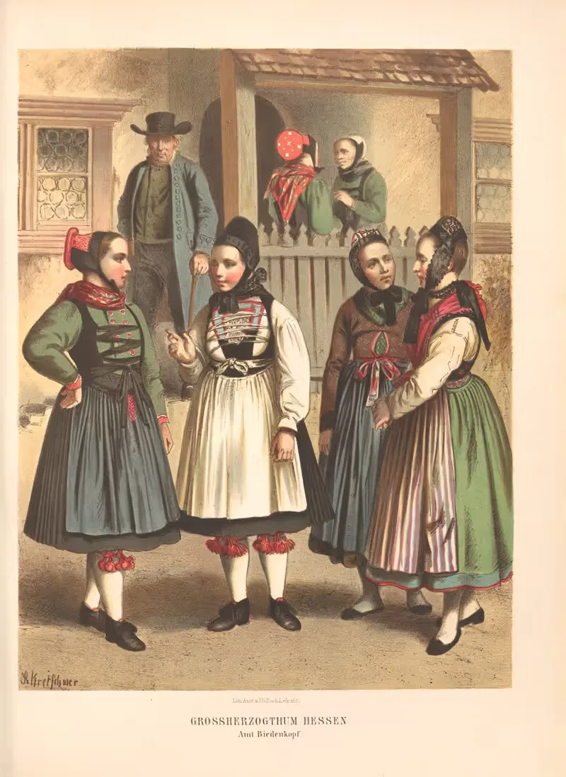 Немецкие народные костюмы Пл.20 by Альберт Кретшмер, 1870 — digital art print download