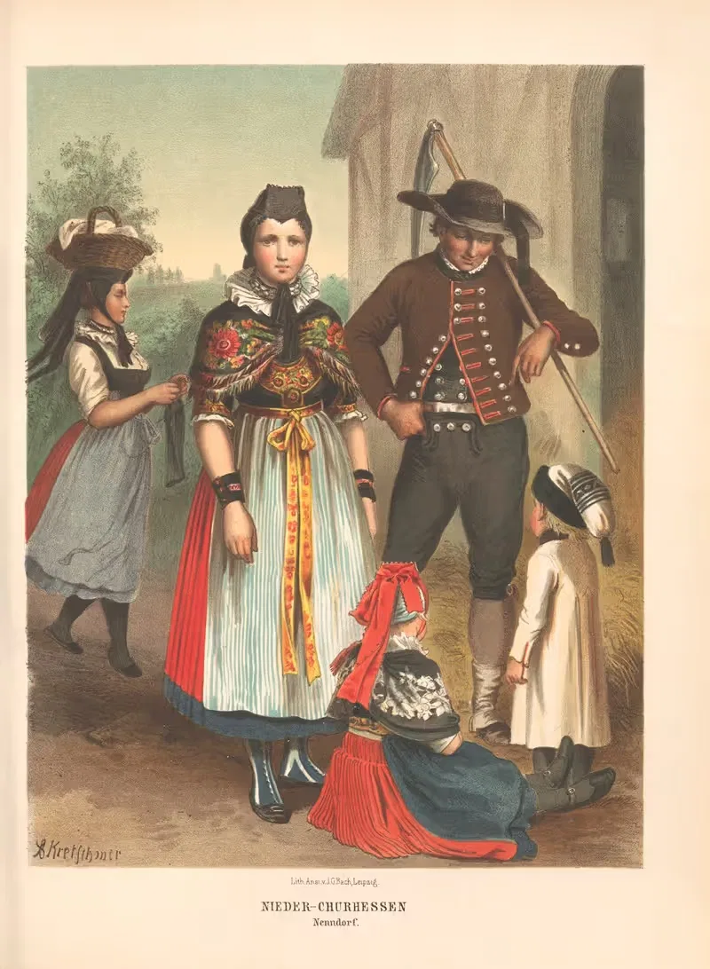 Немецкие народные костюмы. Пл.22 by Альберт Кретшмер, 1870 — digital art print download