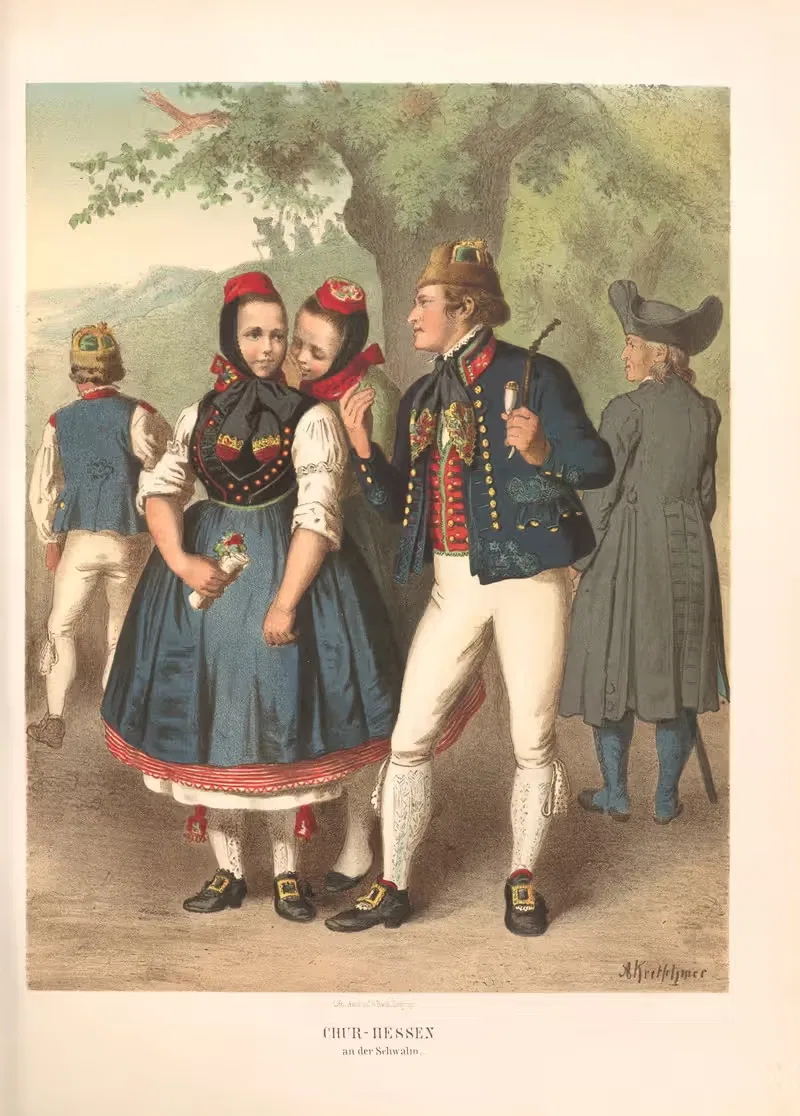 Народные костюмы Германии Пл.23 by Альберт Кретшмер, 1870 — digital art print download