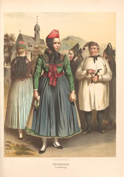 Немецкие народные костюмы Пл.25 by Альберт Кретшмер, 1870 — digital art print download