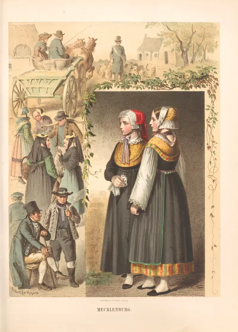 Немецкие народные костюмы Пл.28 by Альберт Кретшмер, 1870 — digital art print download