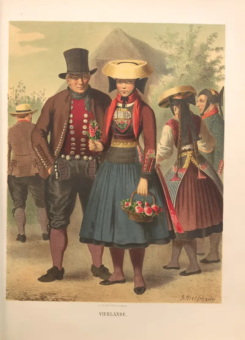 Немецкие народные костюмы Pl.29 by Альберт Кретшмер, 1870 — digital art print download