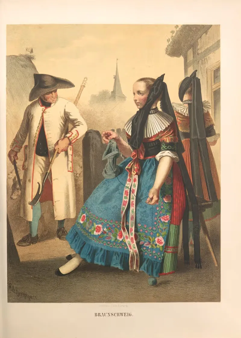 Немецкие народные костюмы Pl.31 by Альберт Кретшмер, 1870 — digital art print download