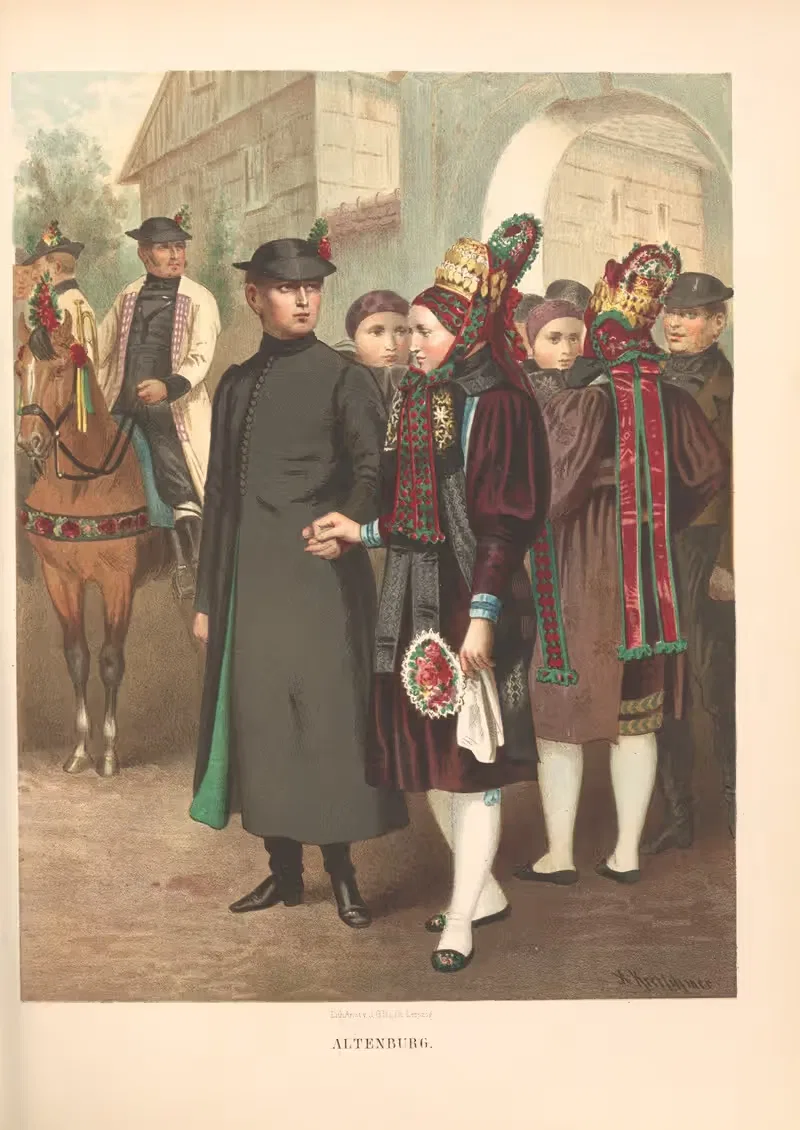 Немецкие народные костюмы Пл.32 by Альберт Кретшмер, 1870 — digital art print download