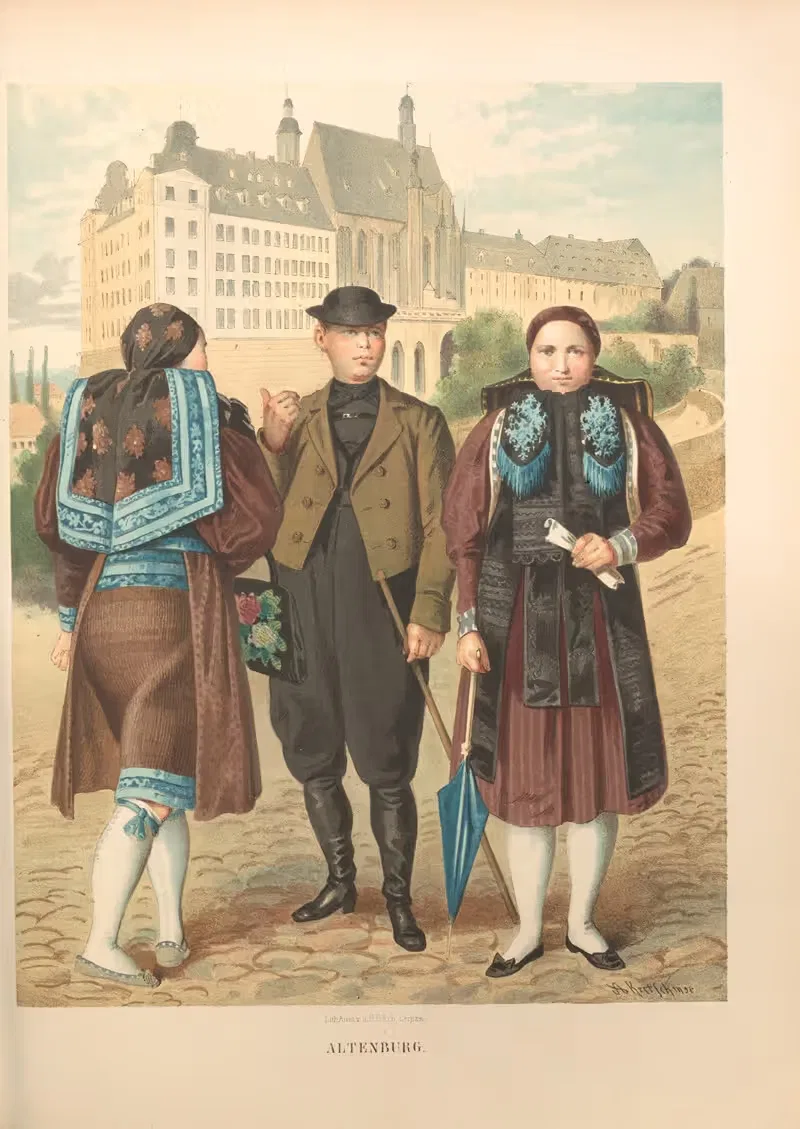 Немецкие народные костюмы Пл.33 by Альберт Кретшмер, 1870 — digital art print download