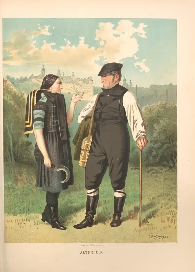 Немецкие народные костюмы, Пл.34 by Альберт Кретшмер, 1870 — digital art print download