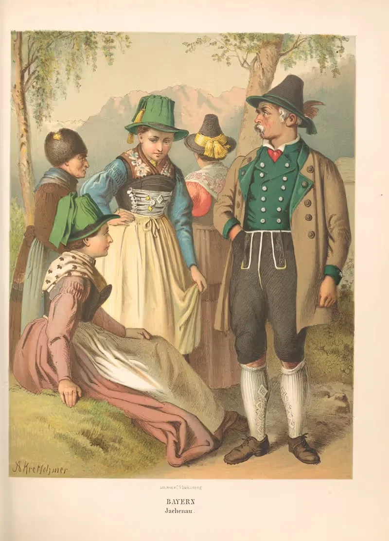 Немецкие народные костюмы by Альберт Кретшмер, 1870 — digital art print download
