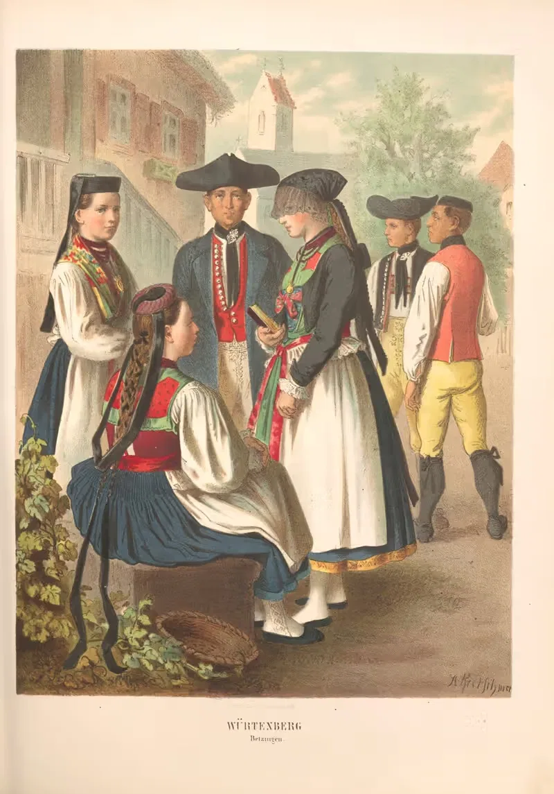 Немецкие народные костюмы by Альберт Кретшмер, 1870 — digital art print download