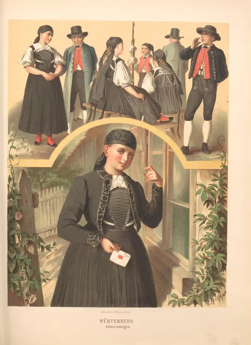 Немецкие народные костюмы Пл.45 by Альберт Кретшмер, 1870 — digital art print download