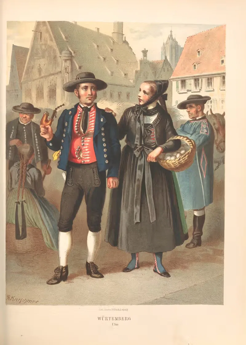 Немецкие народные костюмы Пл.46 by Альберт Кретшмер, 1870 — digital art print download