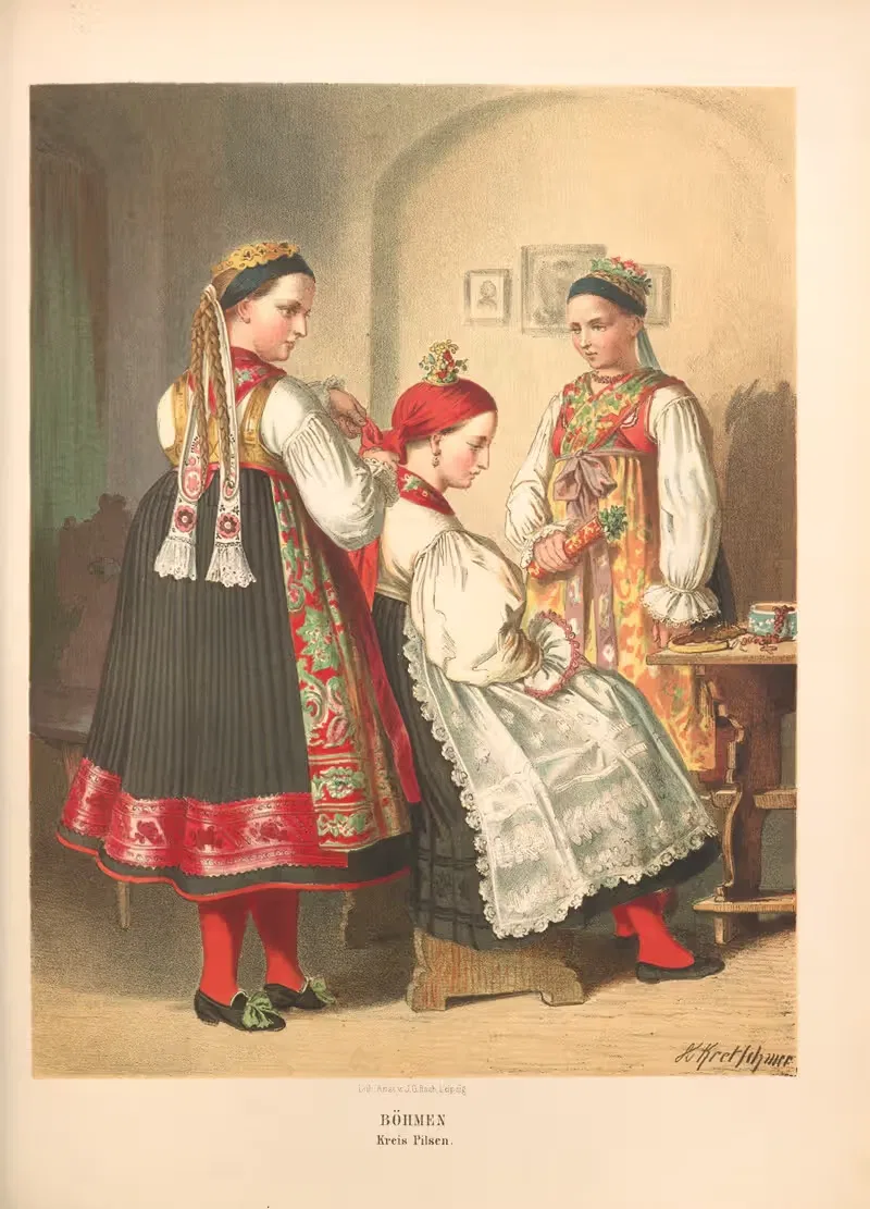 Немецкие народные костюмы Пл.57 by Альберт Кретшмер, 1870 — digital art print download