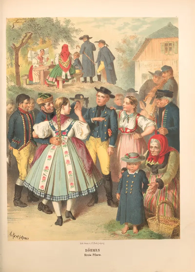 Немецкие народные костюмы Пл.58 by Альберт Кретшмер, 1870 — digital art print download