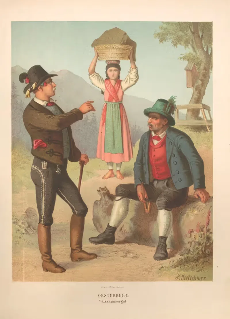 Немецкие народные костюмы Пл.62 by Альберт Кретшмер, 1870 — digital art print download