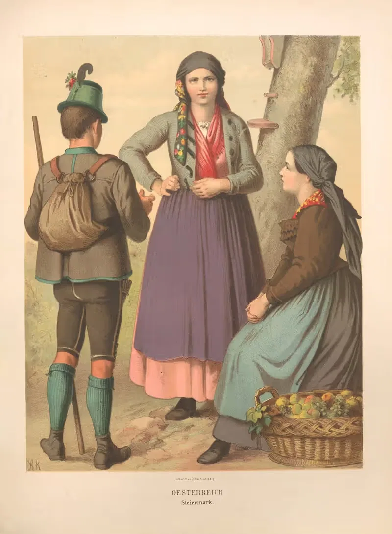 Немецкие народные костюмы, Пл.64 by Альберт Кретшмер, 1870 — digital art print download