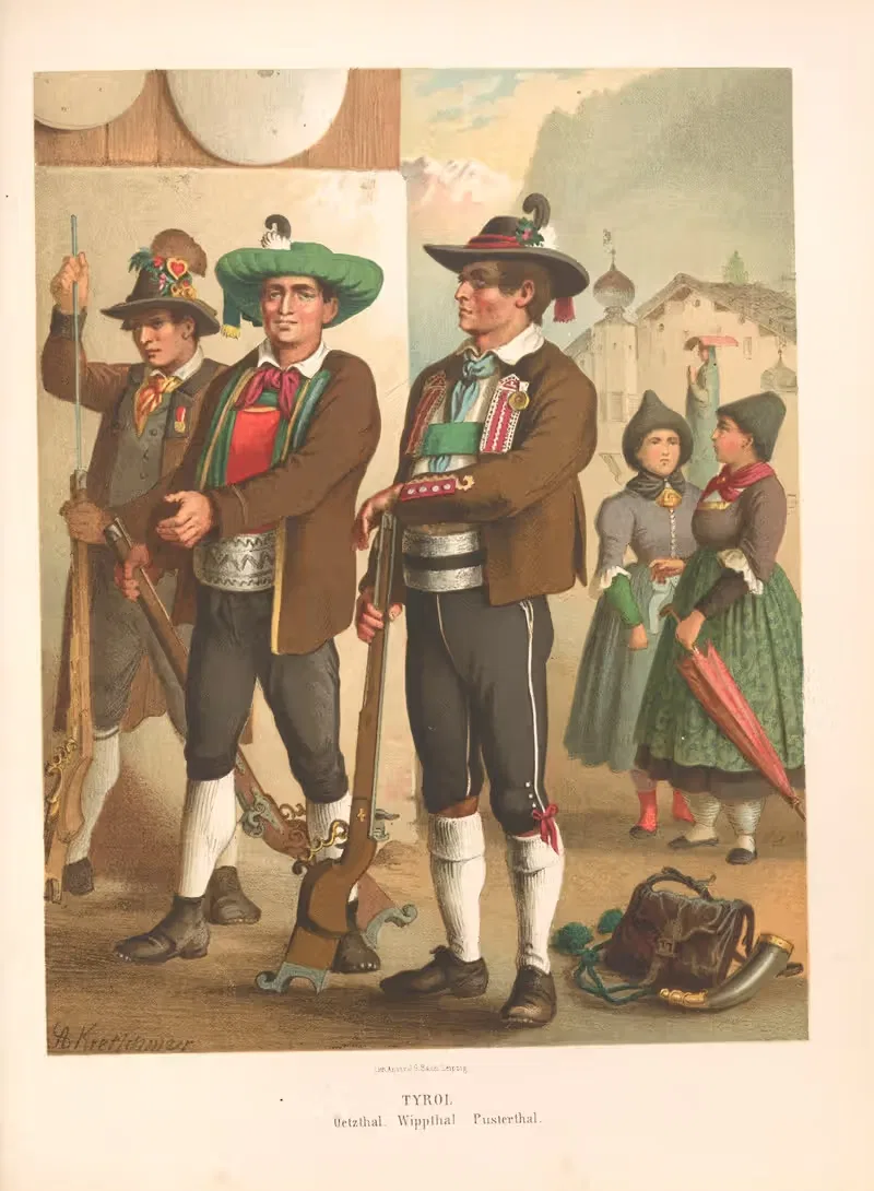 Deutsche Volkstrachten Pl.72. Немецкие народные костюмы by Альберт Кретшмер, 1870 — digital art print download
