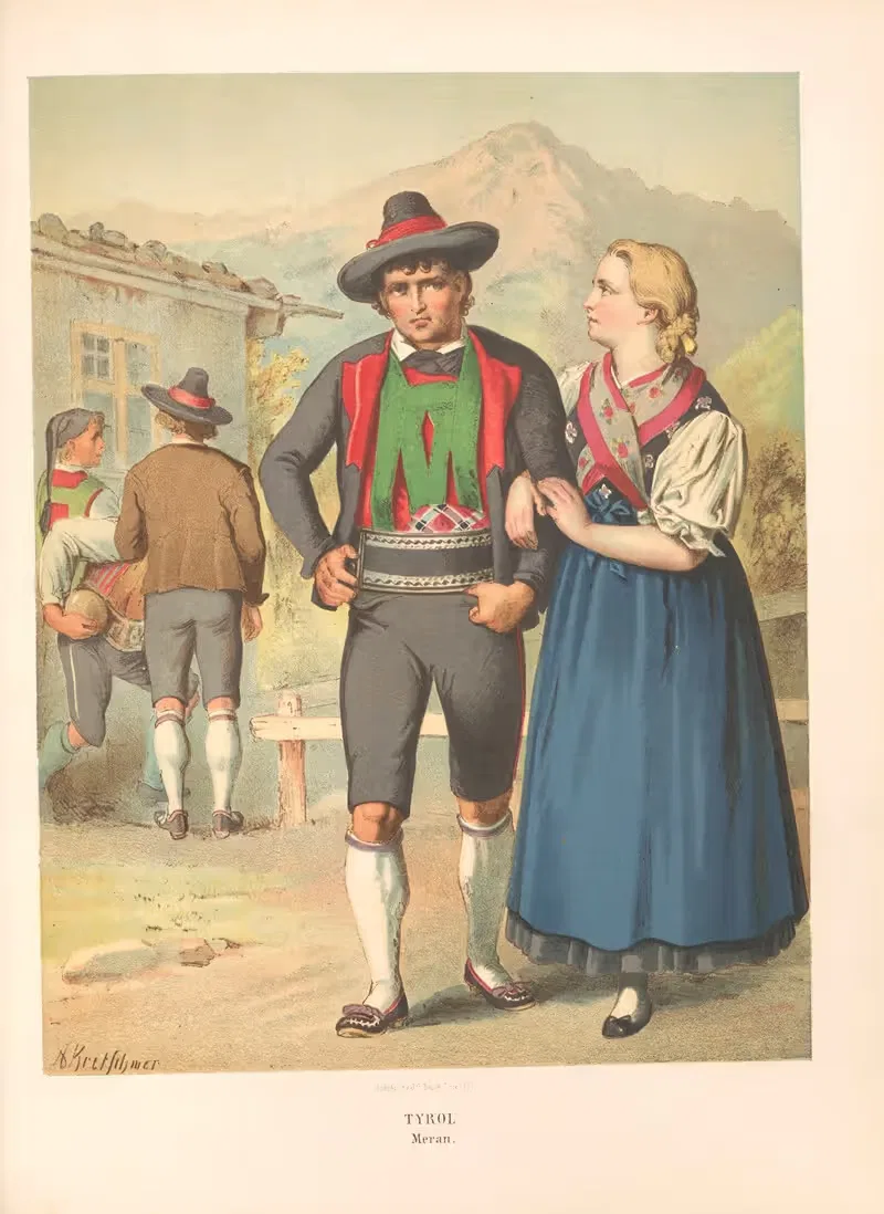 Немецкие народные костюмы Пл.75 by Альберт Кретшмер, 1870 — digital art print download