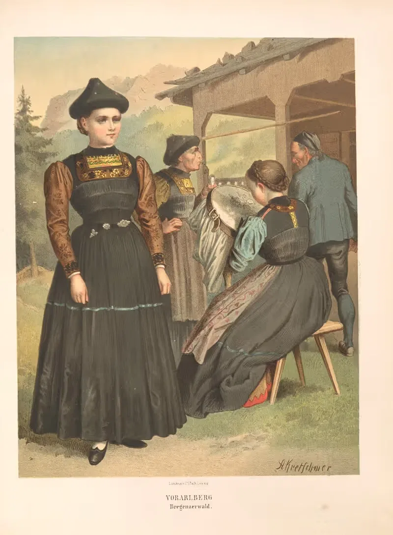 Немецкие народные костюмы Pl.78 by Альберт Кретшмер, 1870 — digital art print download