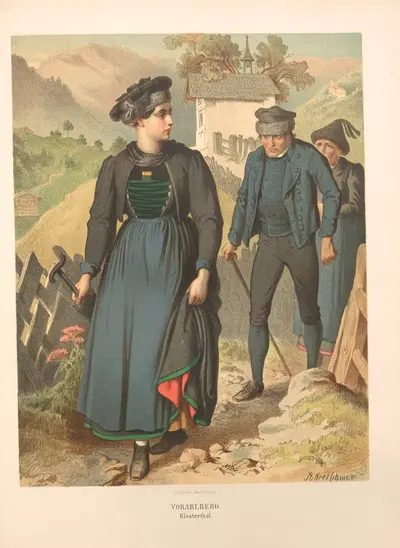 Немецкие народные костюмы Пл.80 by Альберт Кретшмер, 1870 — digital art print download