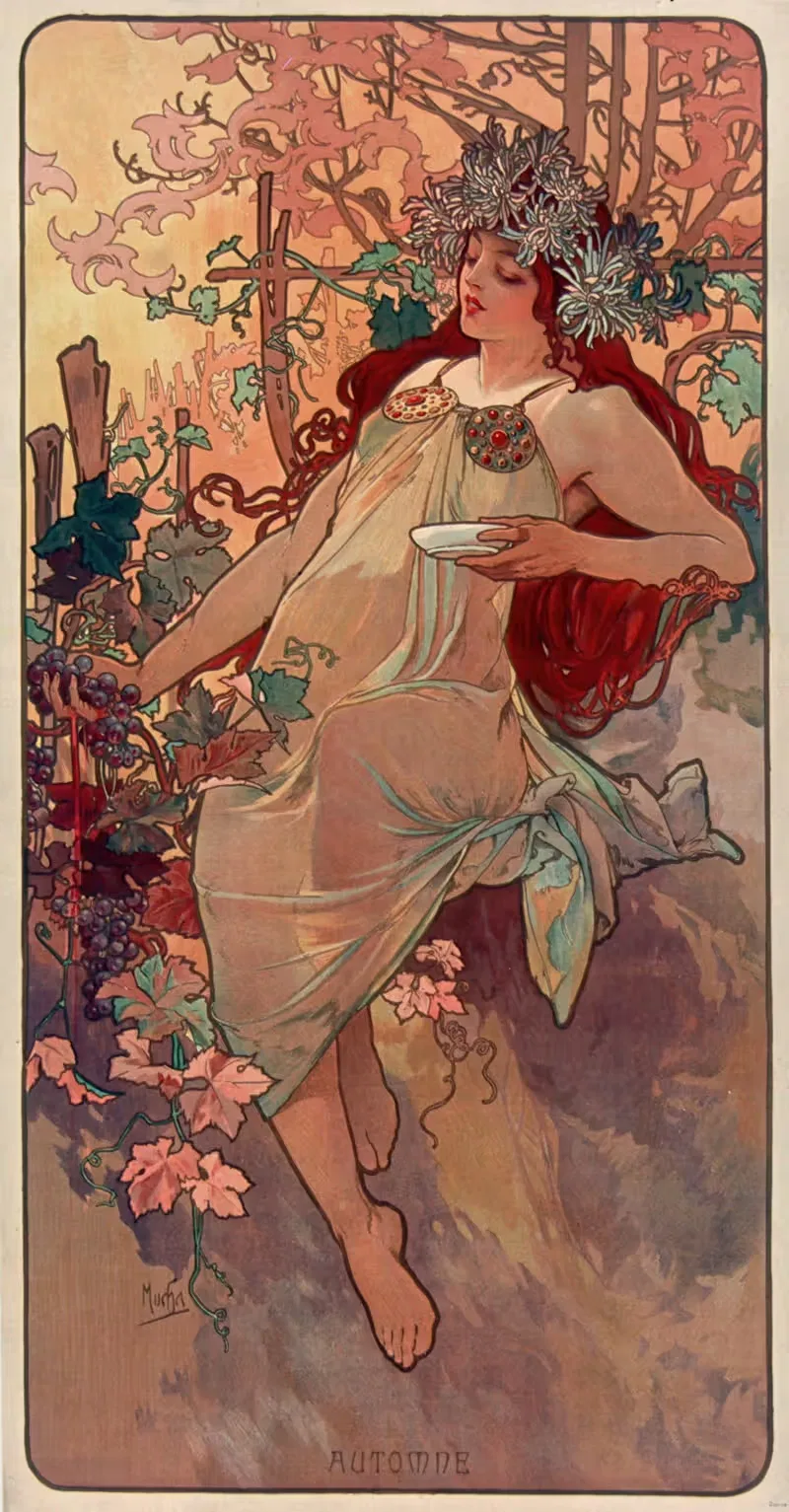 Сезоны – осень by Альфонс Муха, 1896 — digital art print download