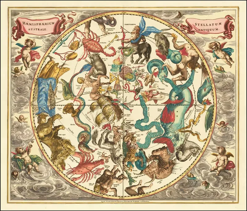 Haemisphaerium Stellatum Australe Antiquum — Andreas Cellarius