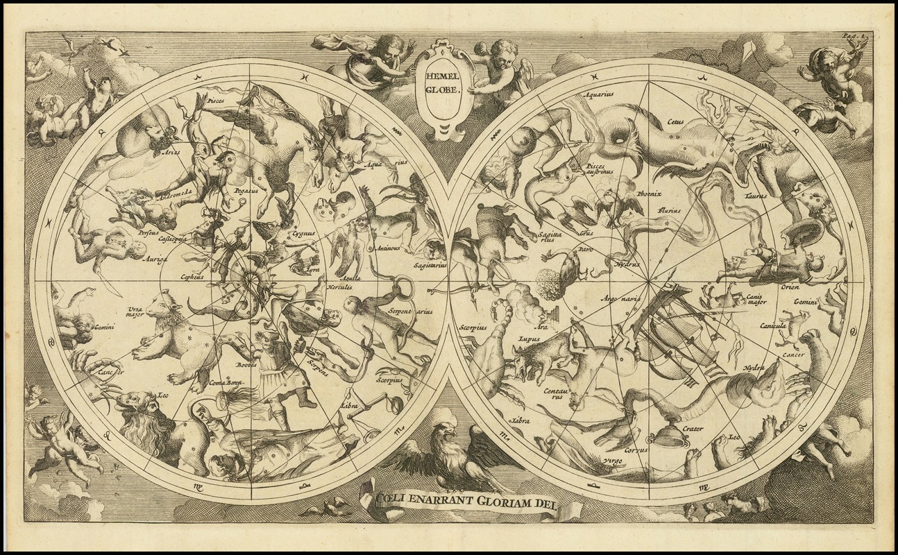 Hemel Globe. Coeli Enarrant Gloriam Dei by Francois Halma, 1720 — digital art print download