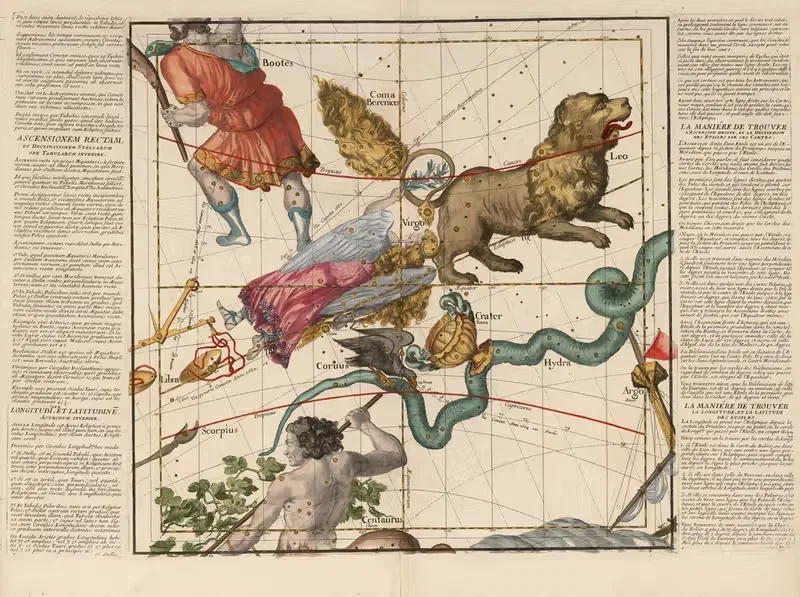 Plate 4; Virgo, Hydra and other constellations — Ignace Gaston Pardies