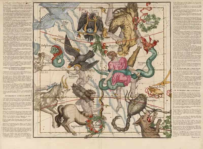 Plate 5; Hercules, Sagittarius and other constellations — Ignace Gaston Pardies